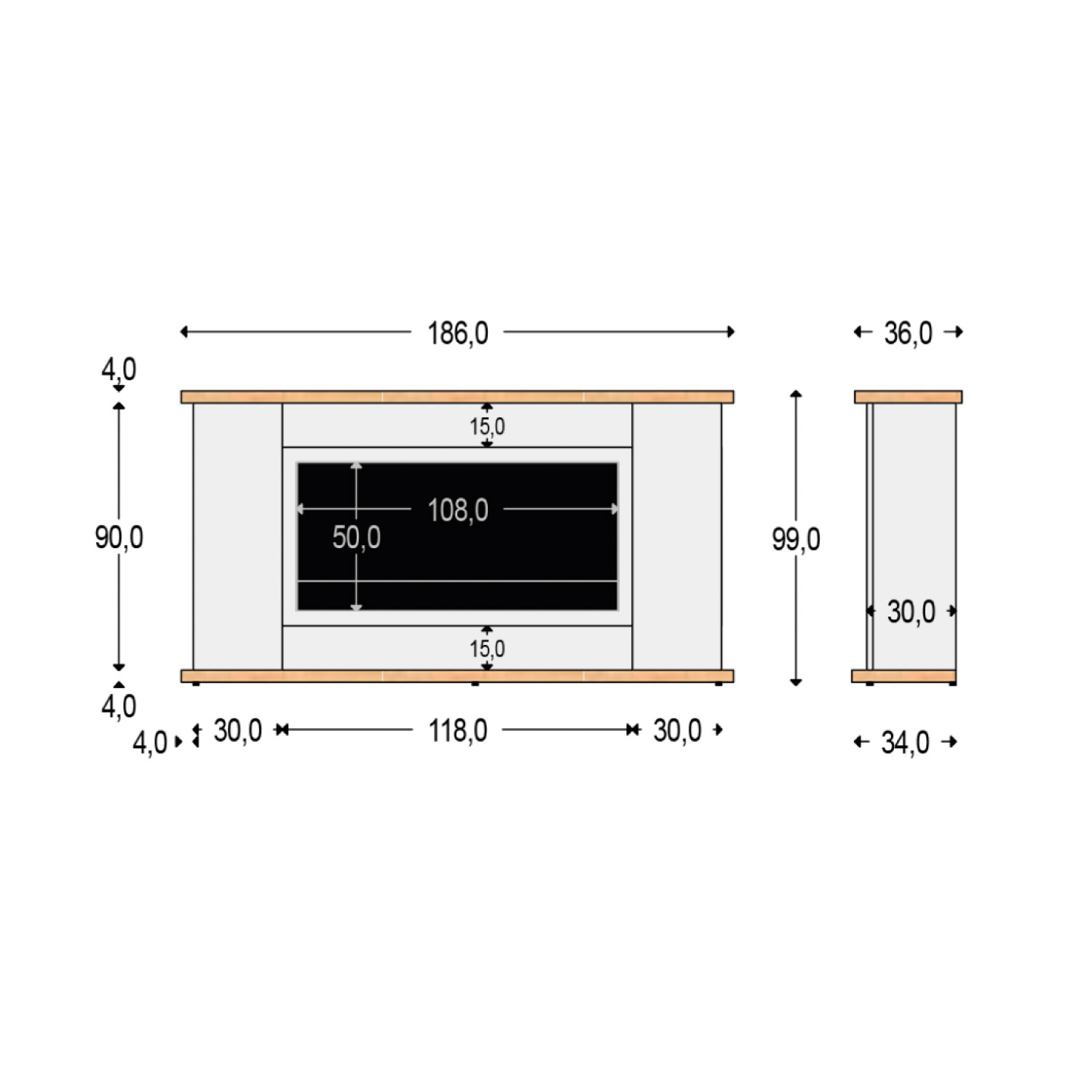 Mobile In Legno Con Caminetto Elettrico