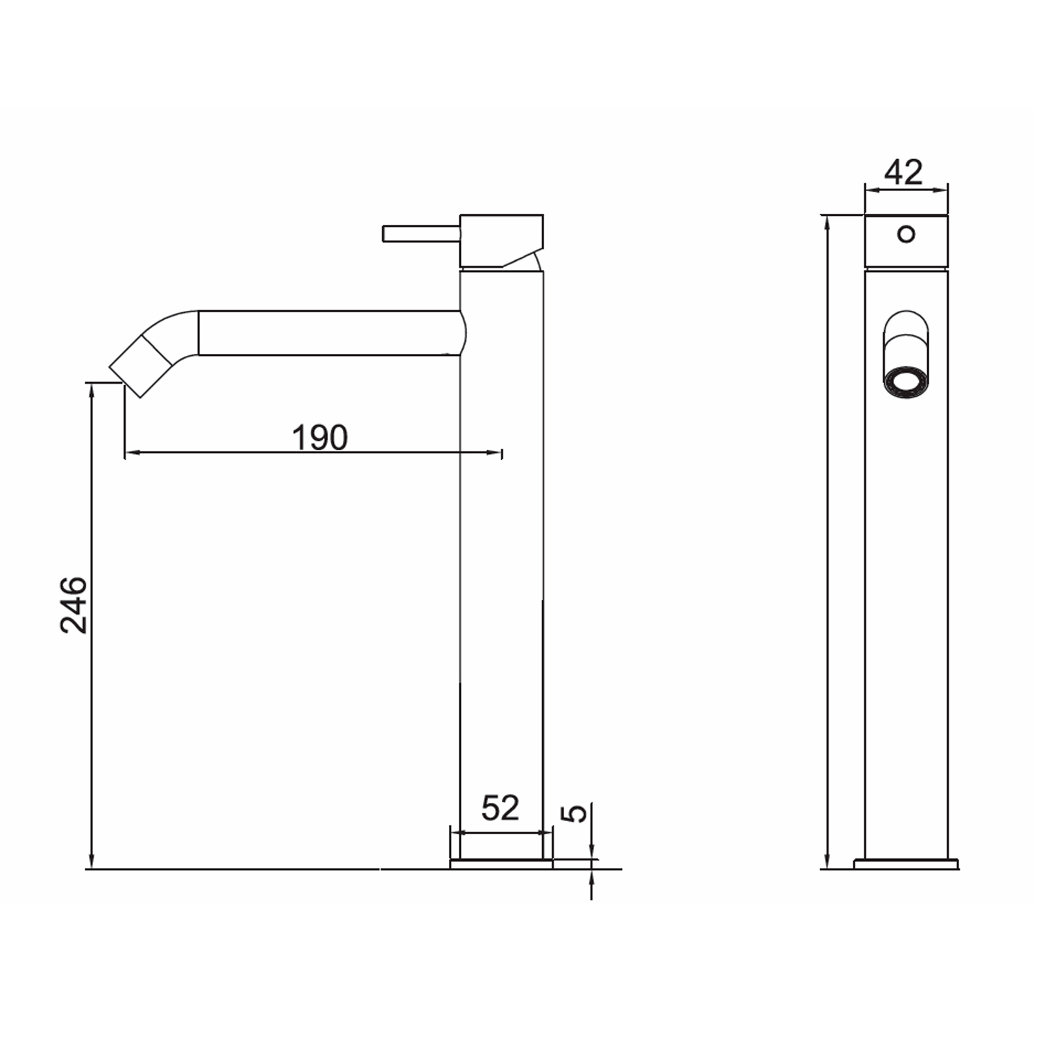 Rubinetto Miscelatore Lavabo Inox Alto