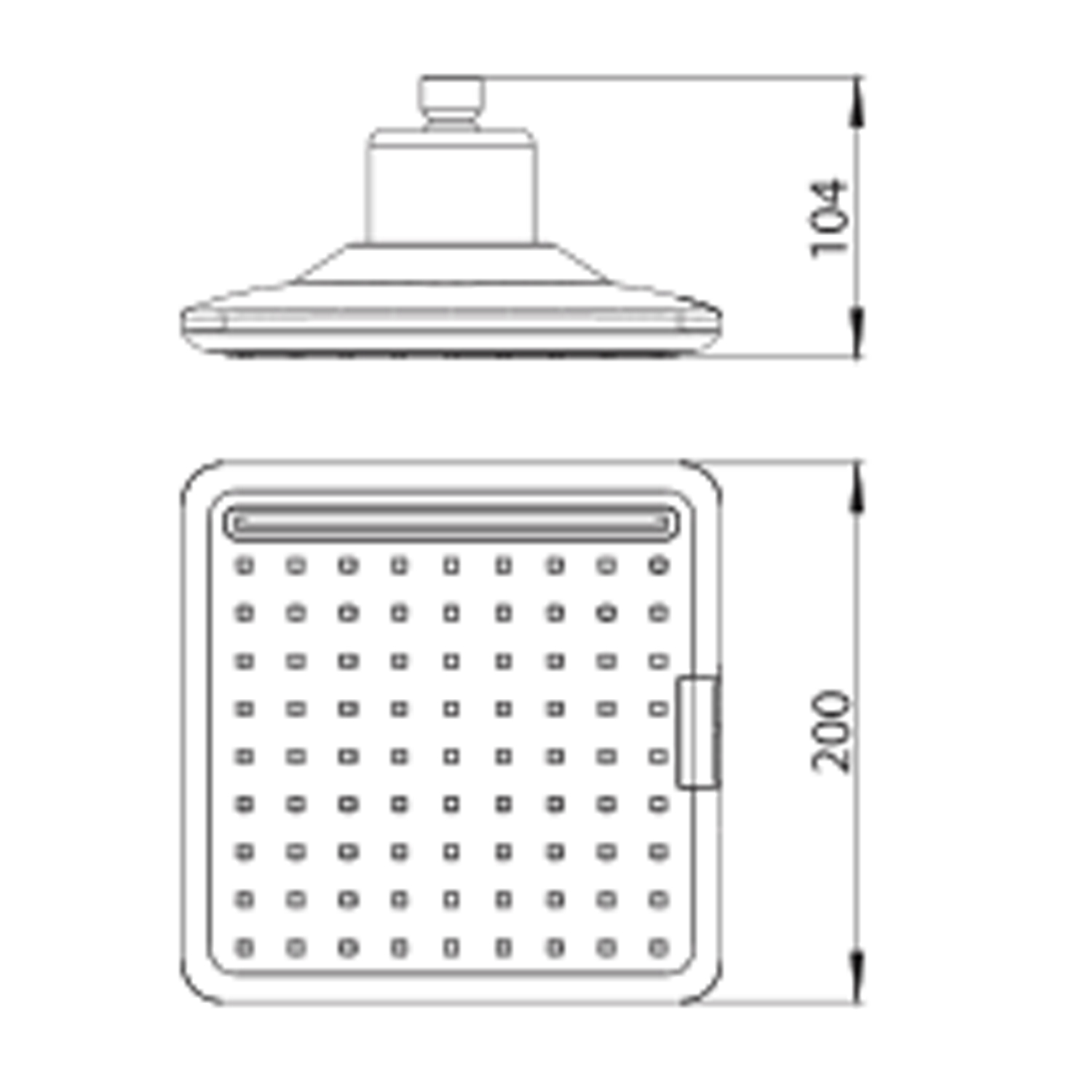 Duche Suspenso Quadrado Com Luz Led e 2 