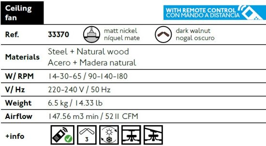 FARO  Ceiling Fan With Walnut Blades Lantau is a product on offer at the best price
