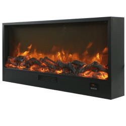 Built-in or freestanding electric fireplace model ISPICA. Indoor fireplace 1.08 meters long LED flame effect adjustable on 6 levels Power 750-1500W. Manual controls and remote control included.
