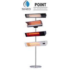 Outdoor infrared heating lamp kit complete with adjustable anti-tilt pole Anodized aluminum and steel structure Outdoor electric heating via short wave IR-A or medium wave IR-B remote control elegance protection and display