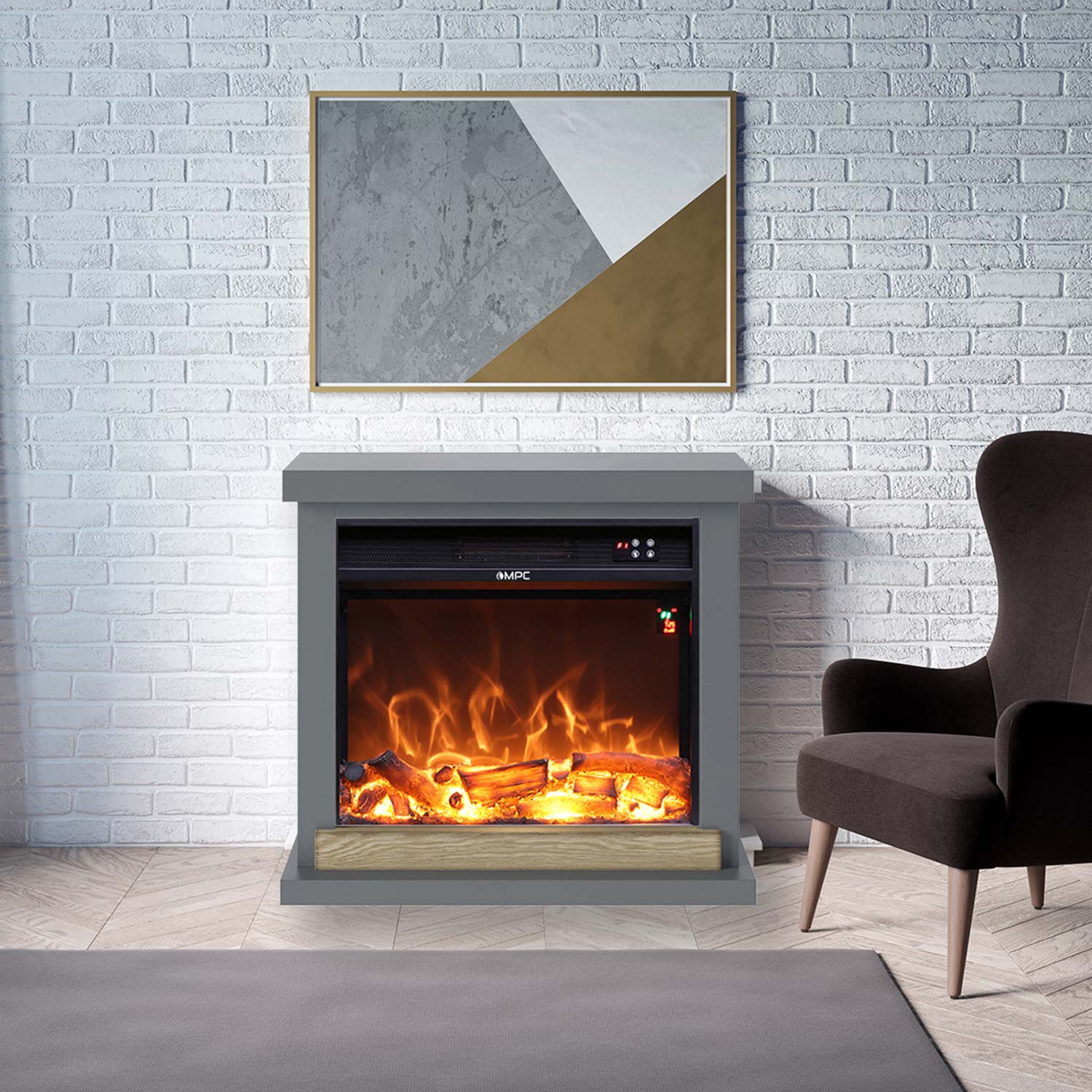 Dark Gray Floor Fireplace