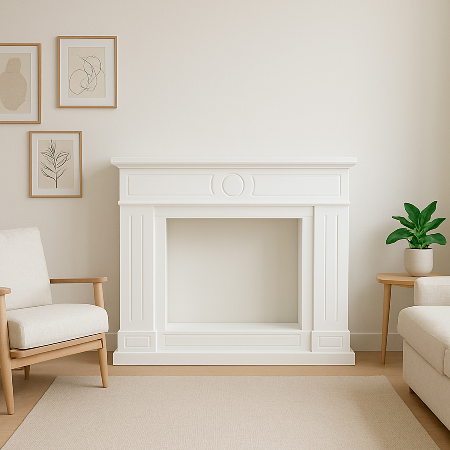 Creamy White Electric Fireplace Frame