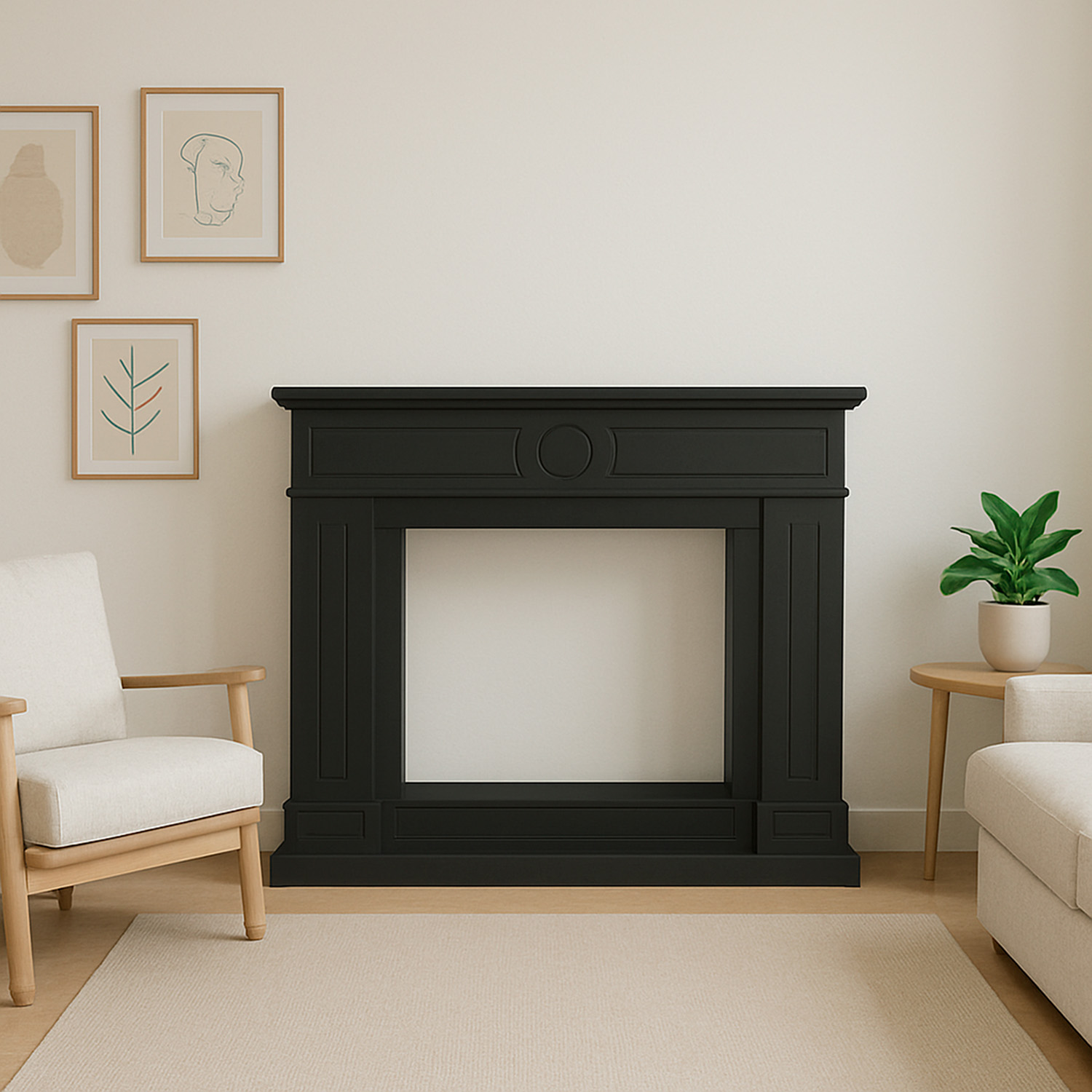 Cornice Nera Caminetto Elettrico