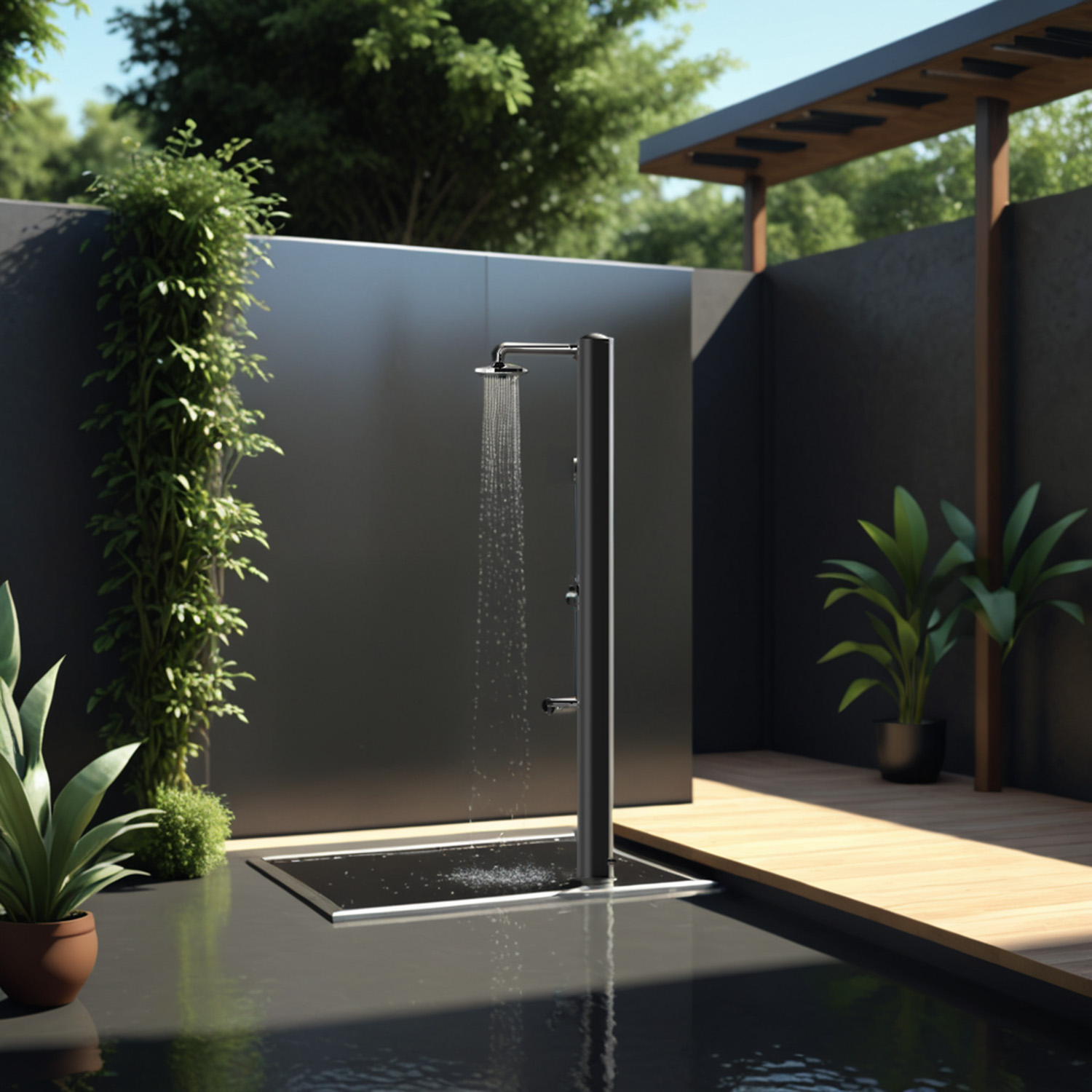 Doccia Da Giardino Acciao Inox Nera
