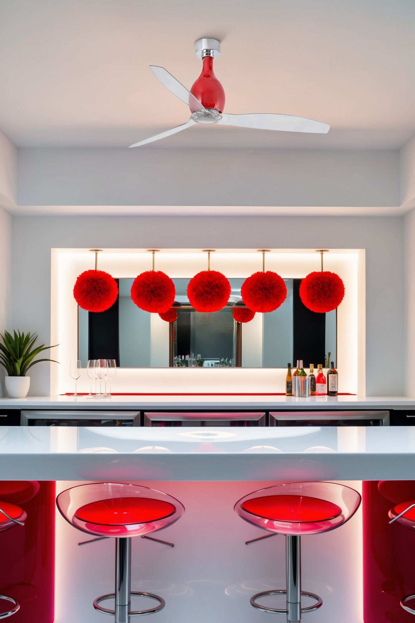 Elegante Ventilador De Techo Rojo