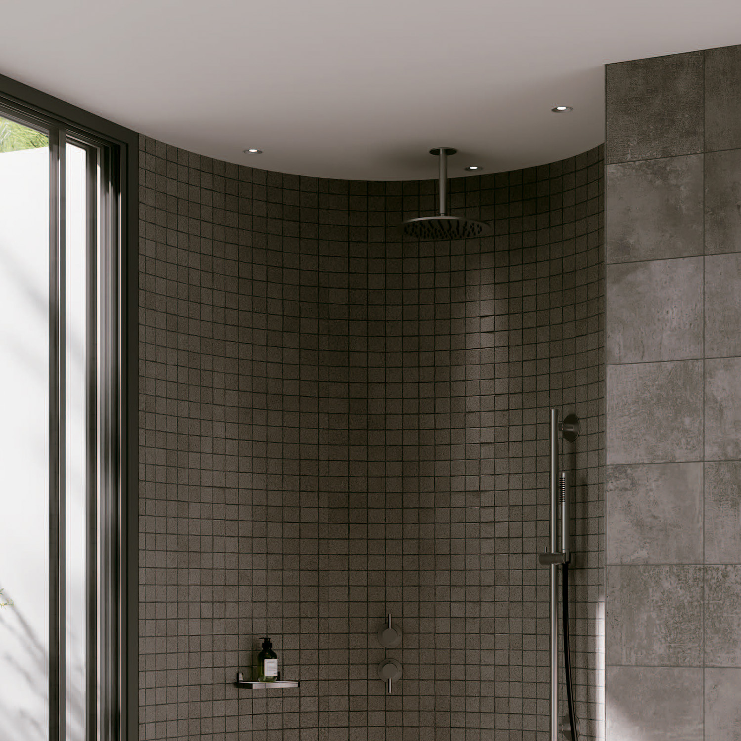 Kit Braccio Soffione Inox 30cm Soffitto