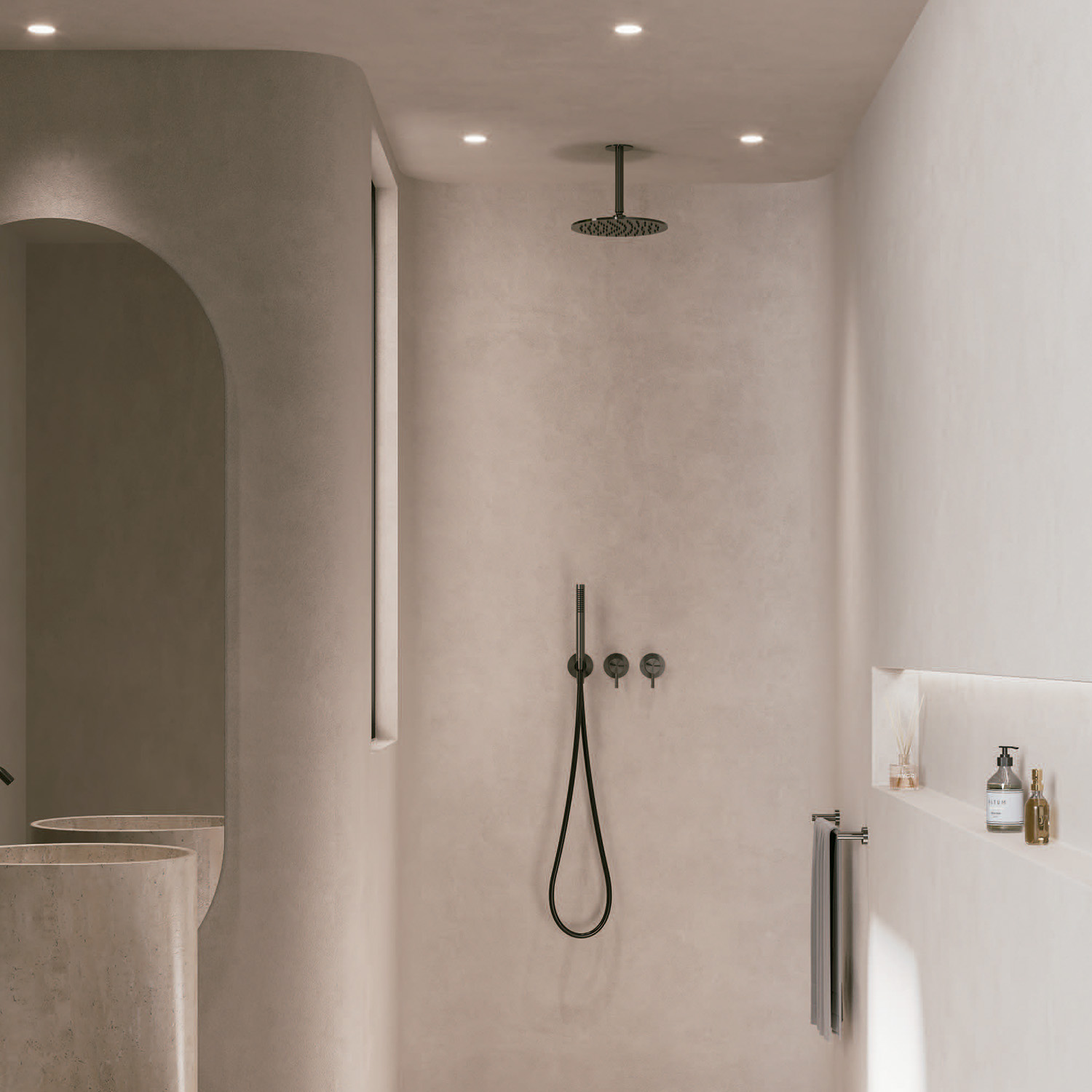 Kit Braccio Soffione Inox 30cm Soffitto