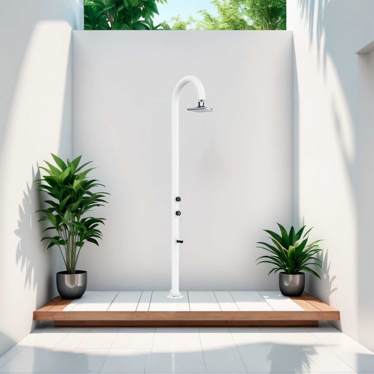 Doccia Bianca In Alluminio Soffione Led