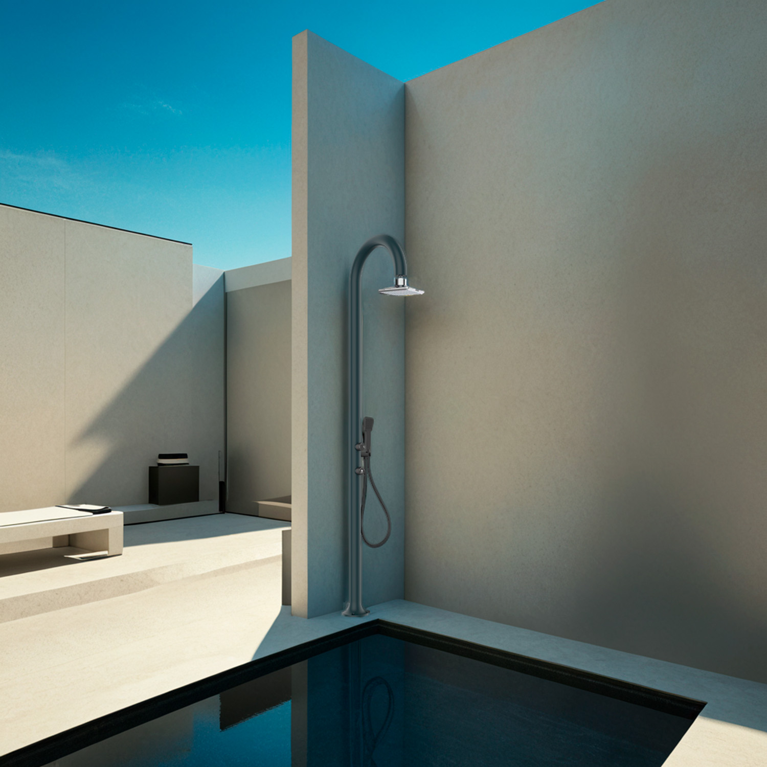Ducha Led De Aluminio Gris Con Teleducha