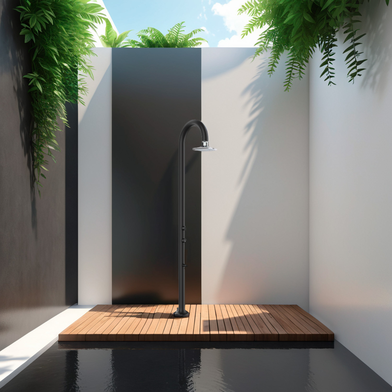 Doccia Esterna Led In Alluminio Nera