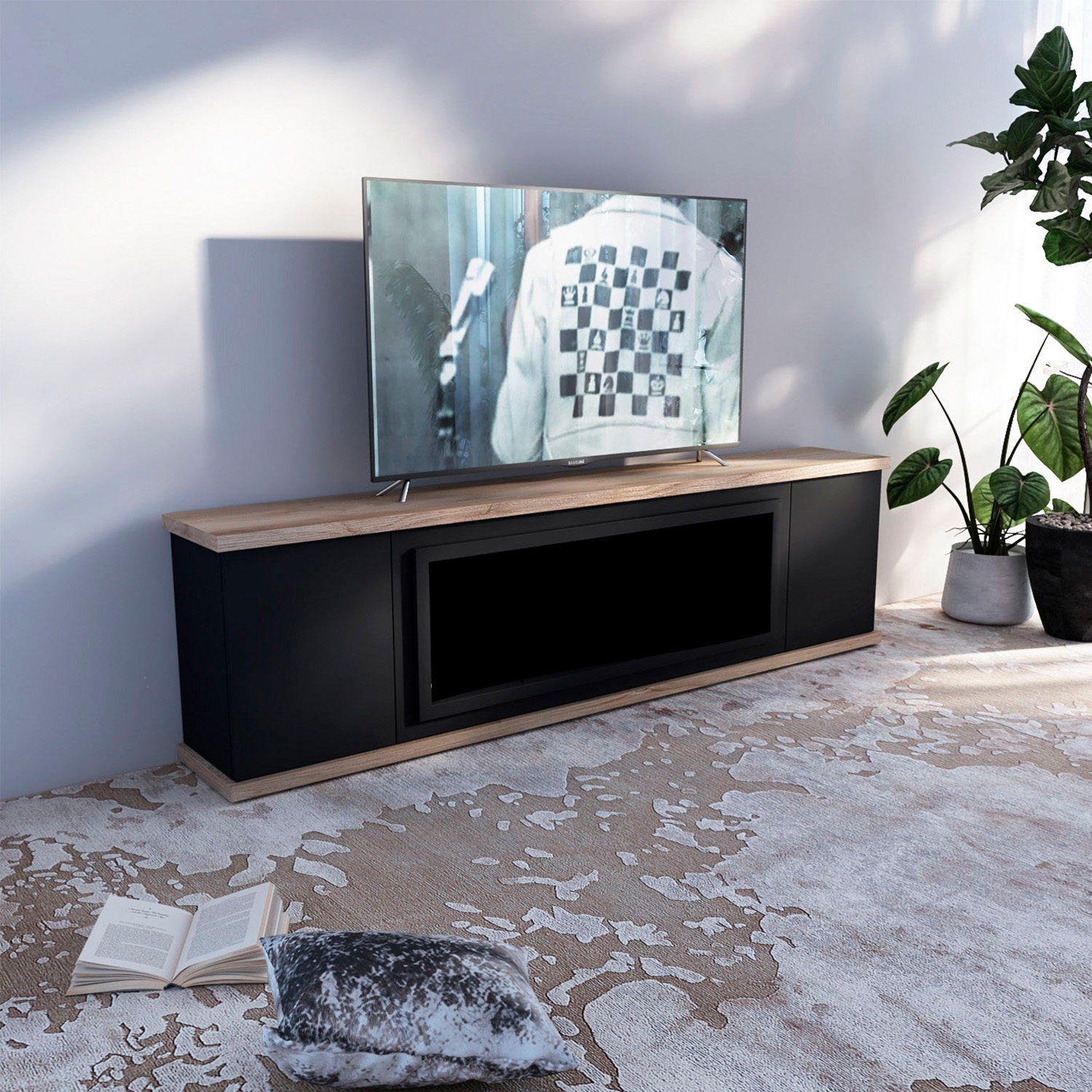 Credenza Nera Con Ante Per Camino