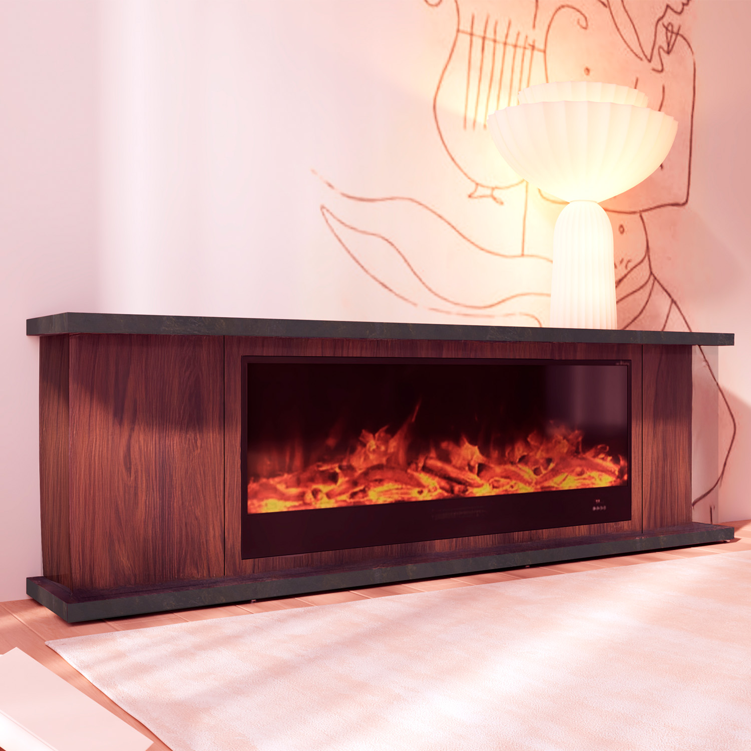 Elegante Mobile Marrone Con Focolare
