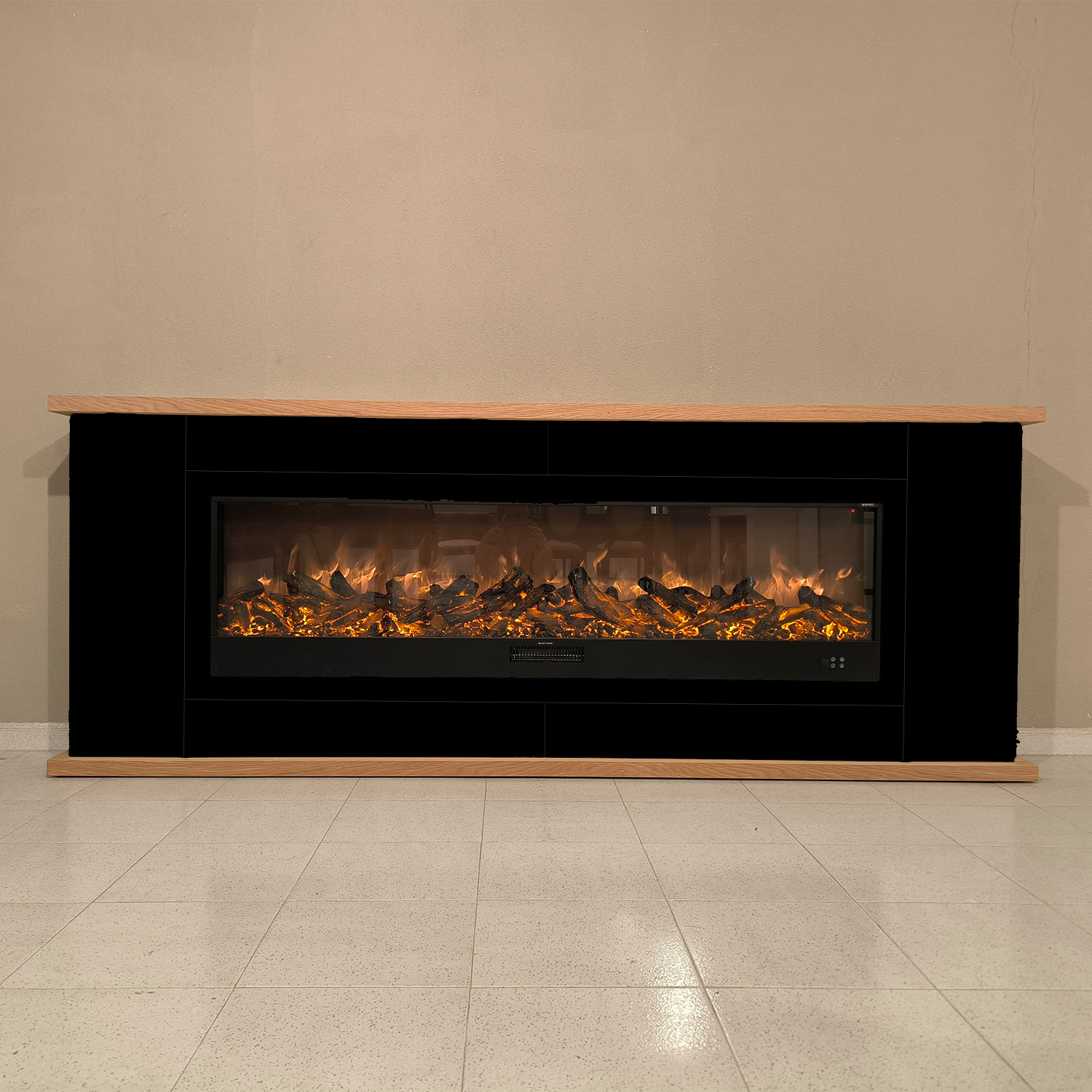 Wood Frame With Electric Fireplace
