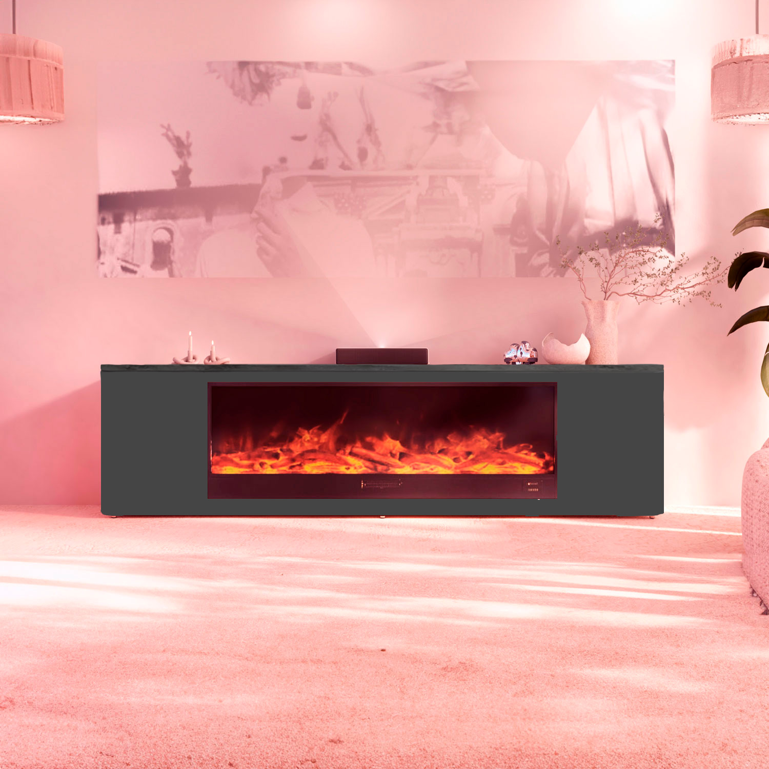 Electric Fireplace With Cabinet