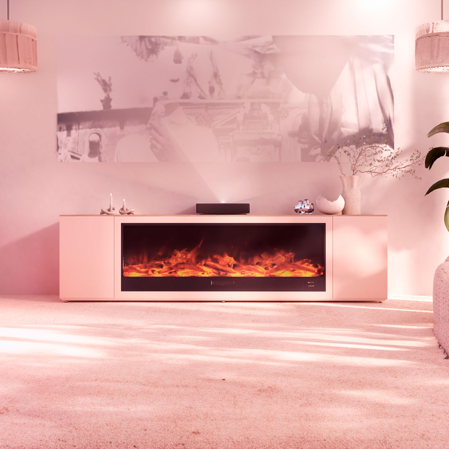 Credenza Con Caminetto Incorporato