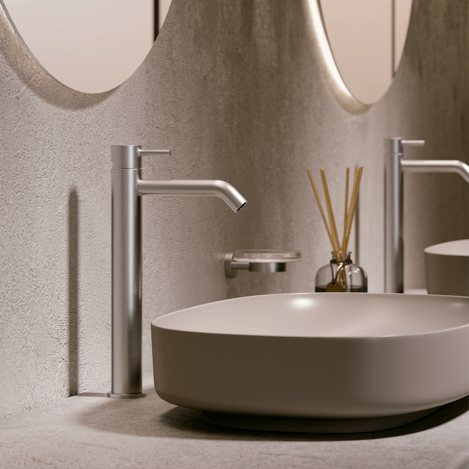 Rubinetto Miscelatore Lavabo Inox Alto