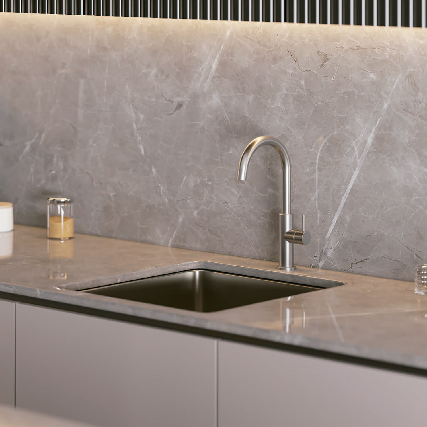 Rubinetto miscelatore cucina basso inox