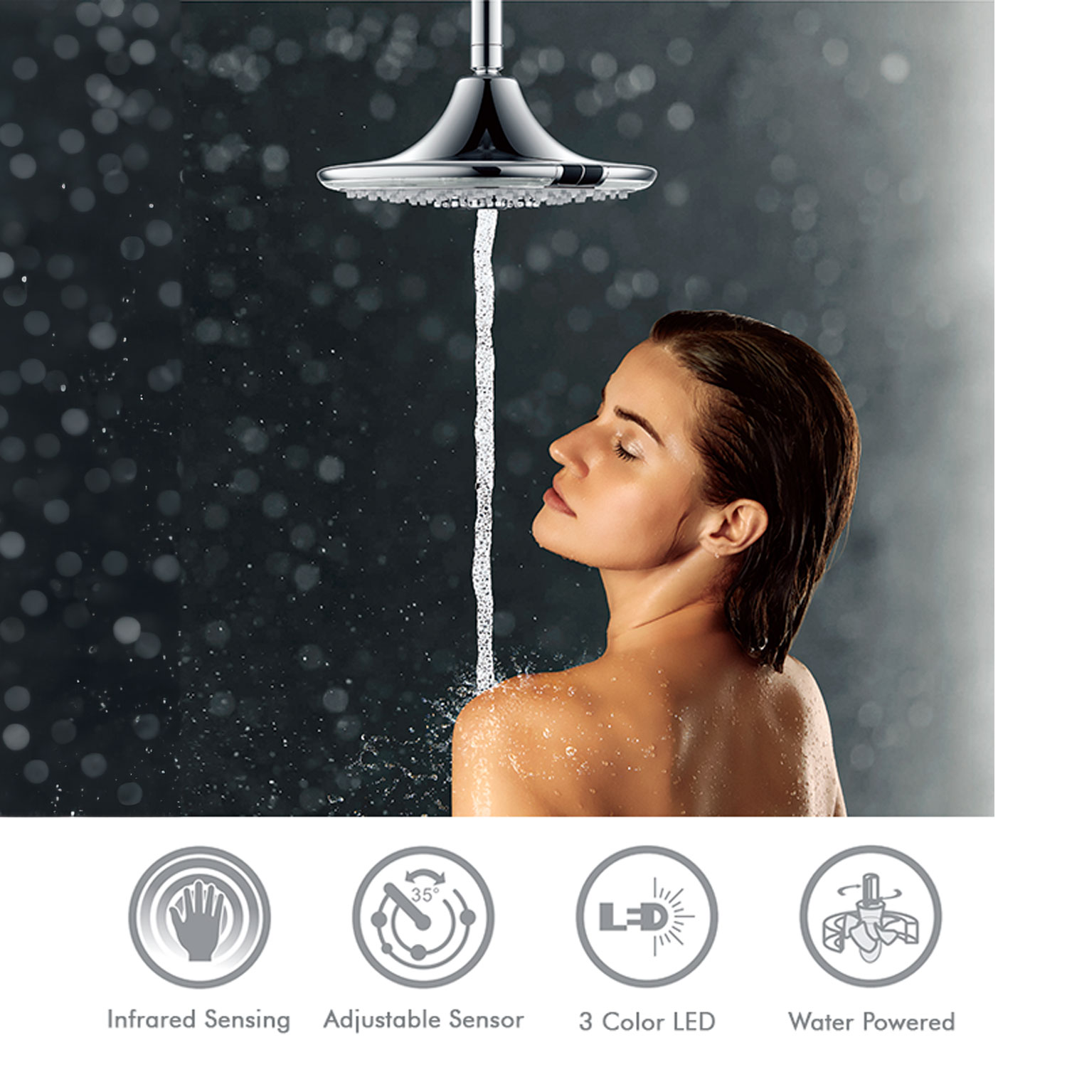 Soffione Doccia Con Led e 3 Getti