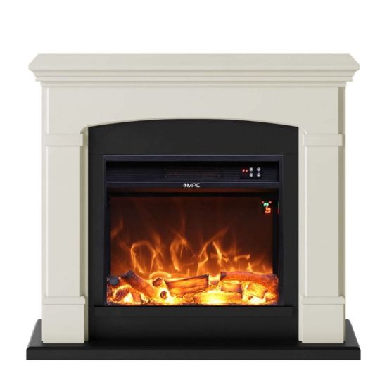 Cream White Floor Standing Fireplace