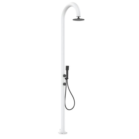 White Aluminum Shower With Hand Shower