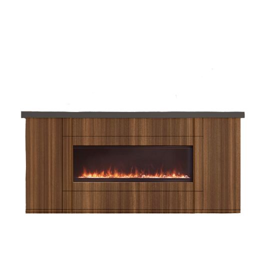 Brown Wooden Cabinet With Fireplace