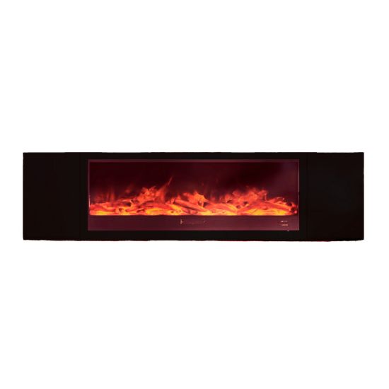 Electric Fireplace In Black Wood Cabinet