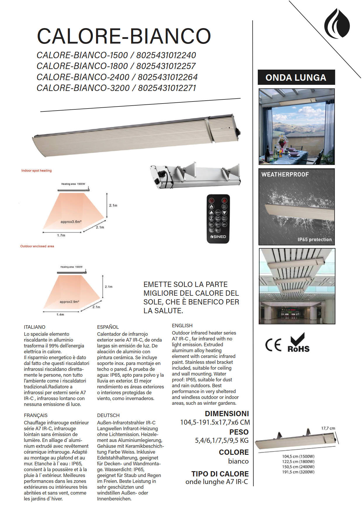 Riscaldatore Infrarossi Ceramica Bianca