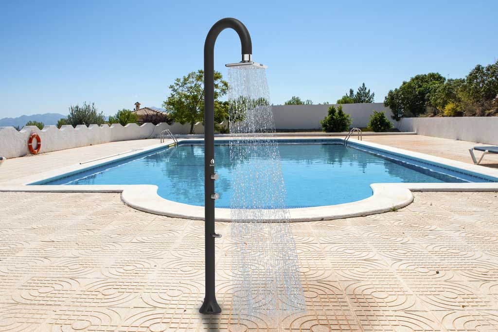 Doccia nera con soffione LED quadrato