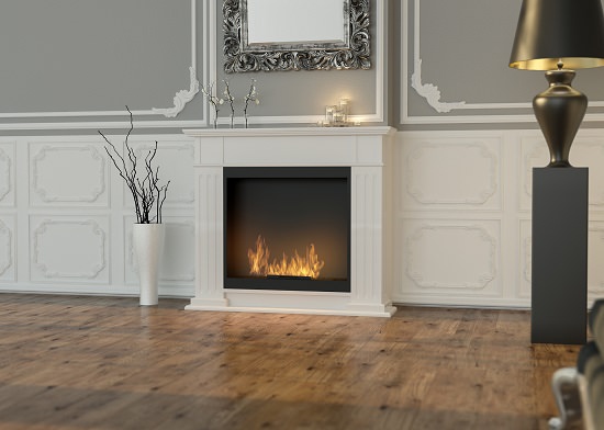 Floor-standing bioethanol fireplace