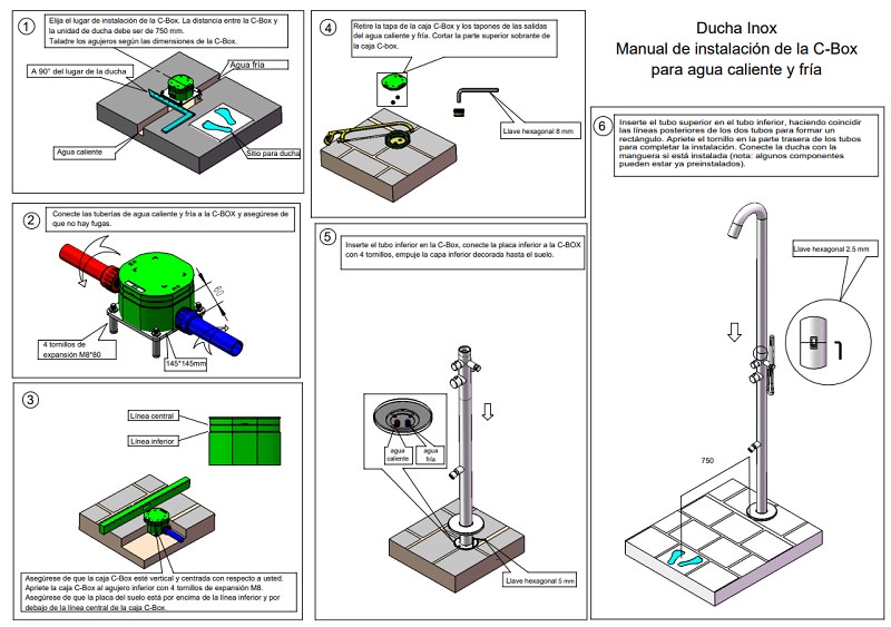 Sistema de montaje de ducha de acero inoxidable sinterizado