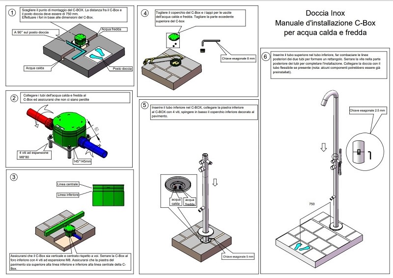 Sistema Fissaggio Rapido docce Inox CBox