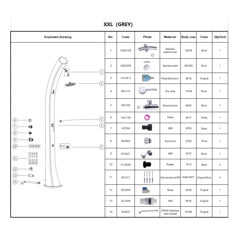 Accessories for solar showers