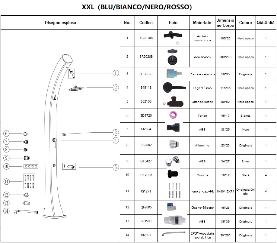 Accessori per docce solari