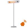 Lampe Chauffante D'extrieur Wifi Avec Kit Complet De Poteau Et Puissance Rglable De 2000w Structure En Aluminium Anodis Et Acier Chauffage lectrique D'extrieur Via Ir-a  Ondes Courtes Et Tlcommande Avec Grille De Protection Et Affichage