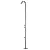 Shower for outdoor use Sined Quartu in stainless steel Aisi 316L Shower with hot and cold water inlet Shower head diameter 60 mm H 2289 mm. with Diverter shower head and foot wash in stainless steel Aisi 316L Concealed connections on the base with C-Box s