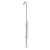 Doccia In Acciaio Inox Stintino Struttura e Rubinetteria In Acciaio Inox Satinato Aisi 316l Acciaio Marino. Soffione Orientabile Lavapiedi e Doccino a Mano Con Tubo Flessibile Doccia Tradizionale Ad Acqua Calda e Fredda Con Attacchi a Scomparsa