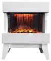 Modern white floor fireplace model Vidrio by Efydis Realistic flame effect with LED lights for rooms of about 30 square meters Easy to position or move within the house. total power 2000W with 2 selections 1000 and 2000 W