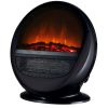 Prodotto Outlet - Caminetto Nero Da Pavimento Modello Pop Fire Della Efydis Con Oscillazione Di 90 e 1500w Di Potenza Effetto Fiamma Realistico Con Tecnologia Led Completo Di Oscillazione e Termostato Ambiente Facilmente Spostabile In Ogni Ambiente Della