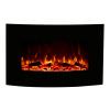 Electric fireplace Jupiter Black Curved wall-mounted fireplace realistic fire effect LED with remote control no heating capacity The electric fireplace can be operated by the CONTROL PANEL, located on the right, or with the included remote control.