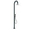 Luna Gray Shower In Aluminum Hot And Cold Water Sined. With Temperature And Footwash Mixer, Led Shower Head And Hand Shower. Dual Water Connection, Bottom And Side, Installable Both Internally And Externally To The Home.
