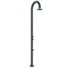 Gray Aluminum Shower With Timer. Cold Water Only, Mixer For Flow Control And Foot Wash Function. Dual Water Inlet, Low And Side On Single Inner Pipe For Indoor And Outdoor Use. For Frequent Use, With Great Water Saving