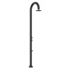 Black Aluminum Shower With Timer. Cold Water Only, Mixer For Flow Control And Foot Wash Function. Dual Water Inlet, Low And Side On Single Inner Pipe. For Indoor And Outdoor Use. For Frequent Use, Great Water Saving.