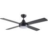 Potente Ed Efficiente Ventilatore Nero Da Soffitto Dc Con 4 Pale Modello Link Diametro 122 Cm Con Telecomando a Distanza 5 Velocit. Luce Led 15w Dimmerabile 3000, 4000, 5000k. Timer Spegnimento 1 Ora, 2 Ore, 4 Ore, 8 Ore. Risparmio Energetico