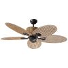 Hamilton Palm Leaf Ceiling Fan Fan With 5 Blades In Polycarbonate Rattan Effect Indoor Fan Diameter 130 Cm 3 Speed Motor Remote Control Included