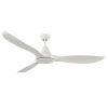 Ventilatore Senza Luce Da Sofffitto Wave Motore Dc In Corrente Continua Ad Alta Efficienza Energetica Corpo In Acciaio e 3 Pale In Abs Bilanciate Elettronicamente Colore Bianco Utile Funzione Estate Inverno Telecomando Incluso a 5 Velocit Diametro 132 Cm