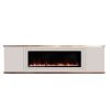 Electric Fireplace In Handmade Furniture Light Gray. Cabinet Finish Frame And Doors In Sian Grey, Top And Base In Oak. Complete With Sined Vulture 150 Electric Insert 1500w Realistic Led Flame And Remote Control For Home Or Commercial Interior