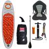 Sup-kayak gonfiabile arancione, AIR ATLANTIC molto leggero, solo 8.5 kg per una praticit d'uso eccezionale. Seggiolino regolabile, completo di tutto per poter essere usato subito ed in tutta sicurezza. Zaino incluso! Indicato per tutti.