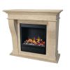 Free standing fireplace composed of Kreta frame in fossil stone opaque white colour and Albany MysticFire steam insert with remote control included Built-in electric insert with power 750-1500W Ultra realistic flame effect with steam function